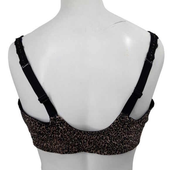 Victorias Secret Lightly Lined Plunge Leopard Underwire Bra Size 38DDD Front - Picture 3 of 10